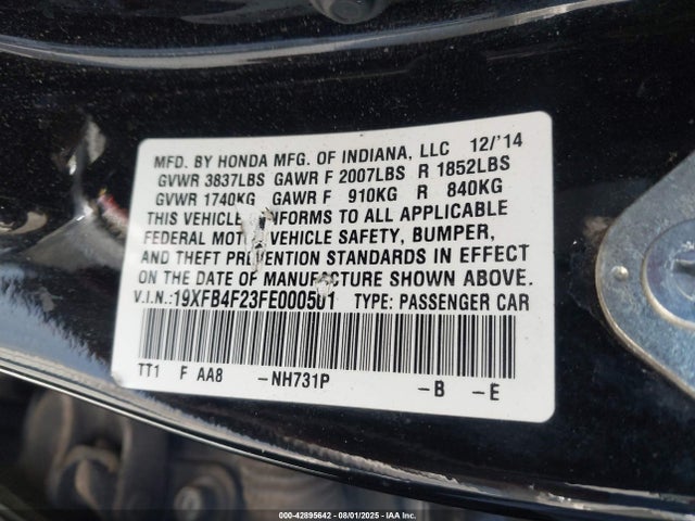 Honda lea2 2015 19XFB4F23FE000501 Image 9