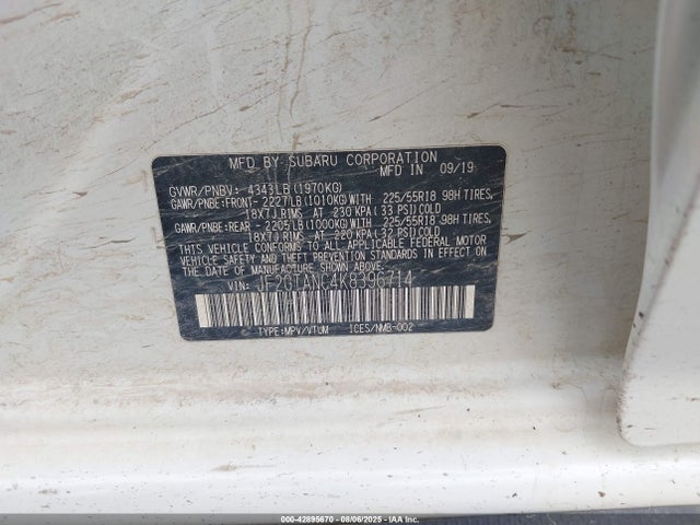 JF2GTANC4K8396714 Subaru naturally aspirated