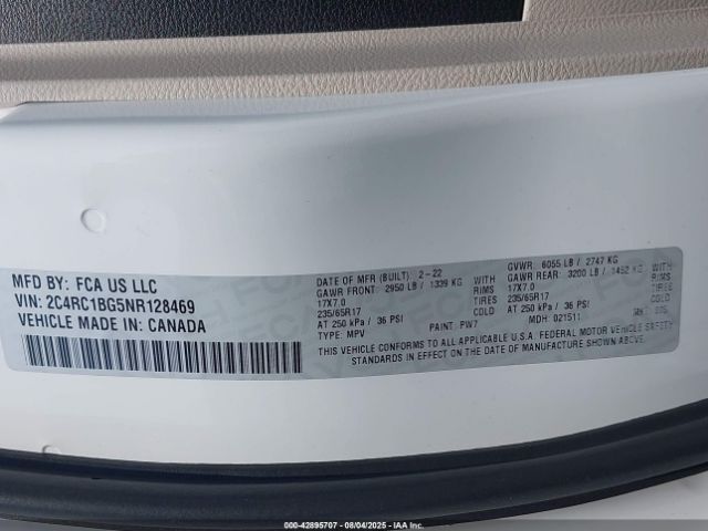 2022 CHRYSLER PACIFICA 2C4RC1BG5NR128469 Photo 8