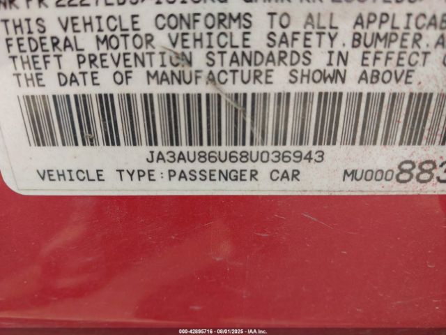 2008 MITSUBISHI LANCER JA3AU86U68U036943 Photo 8