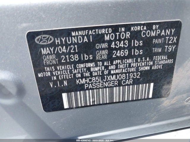 KMHC85LJXMU081932 Hyundai 2021