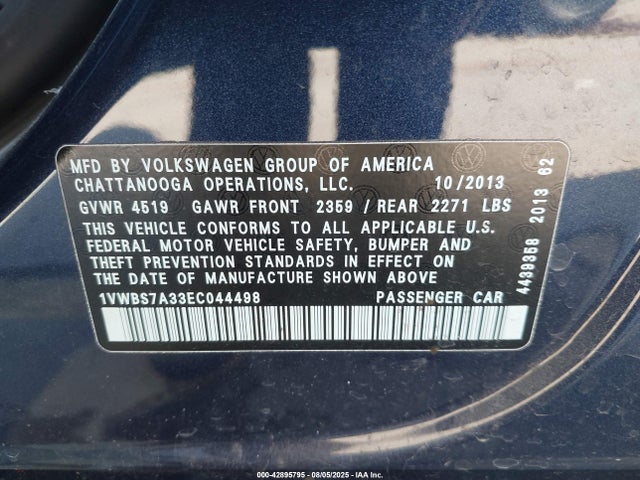 Volkswagen 2014 2014 1VWBS7A33EC044498 Image 9