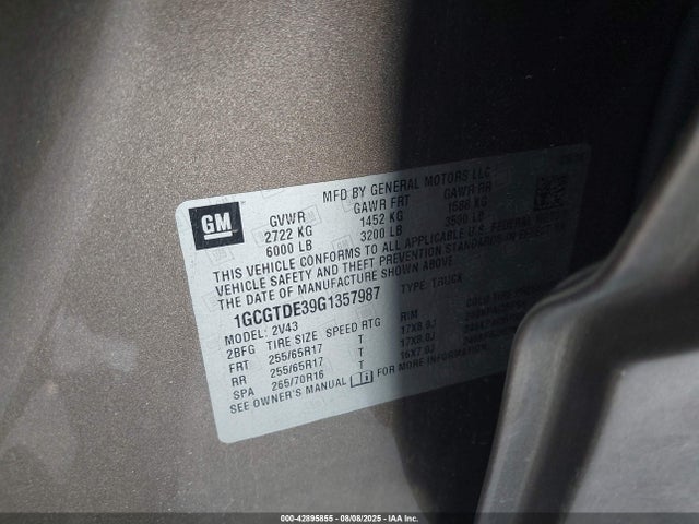 1GCGTDE39G1357987 Chevrolet lfx - sidi, vvt, e85 max, aluminum