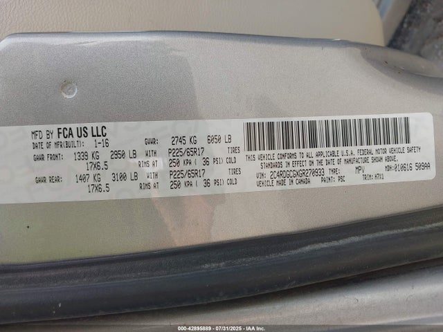 Dodge Grand Caravan 2016 2C4RDGCGXGR270933 Image 9