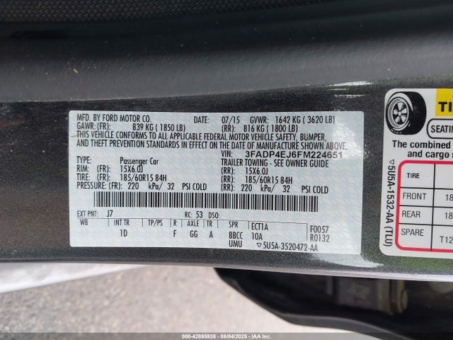 Ford 2015 2015 3FADP4EJ6FM224651 Image 9