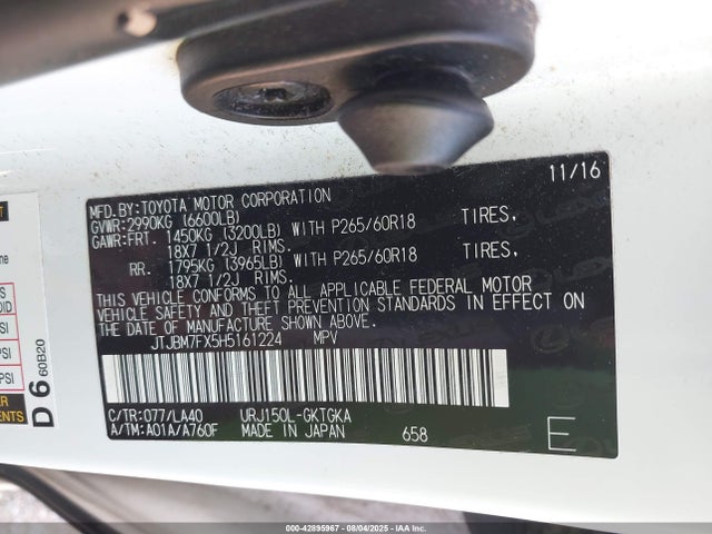 Lexus 1ur-fe 2017 JTJBM7FX5H5161224 Image 9