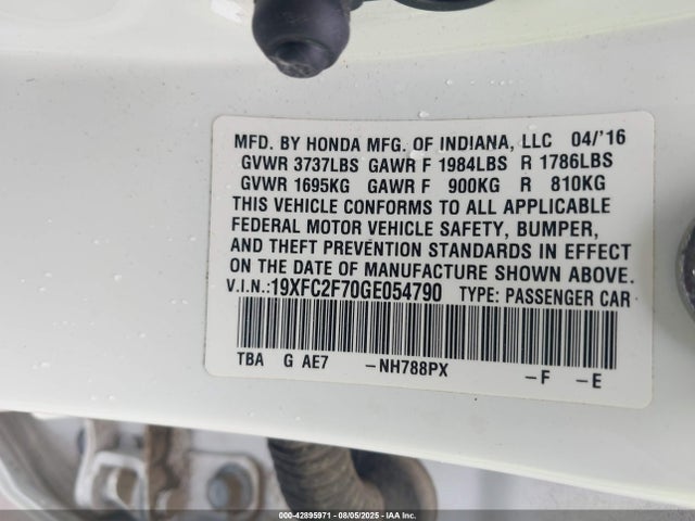 Honda k20c2 2016 19XFC2F70GE054790 Image 9