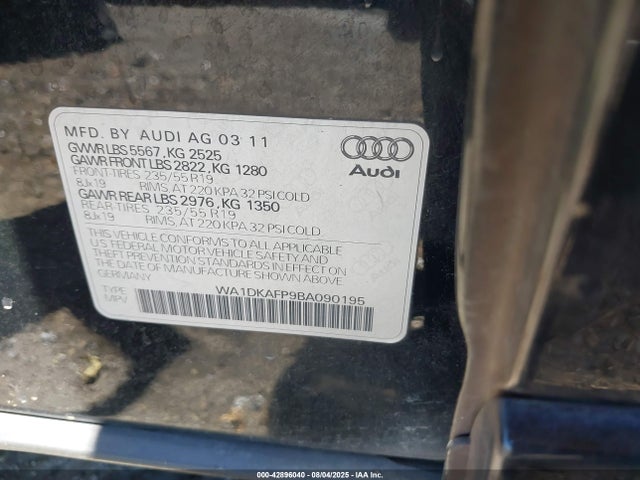 2011 AUDI Q5 WA1DKAFP9BA090195 Photo 8