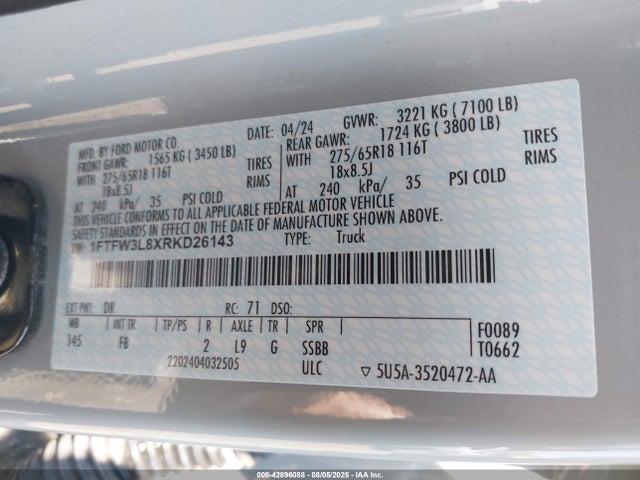 1FTFW3L8XRKD26143 Ford gtdi
