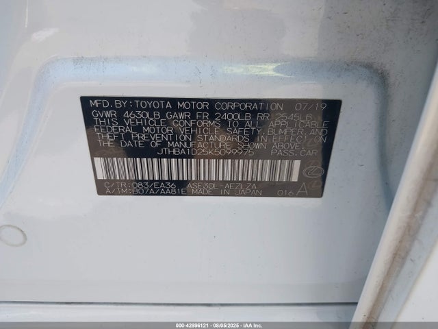 Lexus 8ar-fts 2019 JTHBA1D25K5099975 Image 9