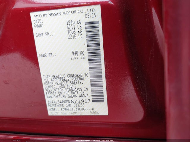 1N4AL3AP8FN871917 Nissan 2015