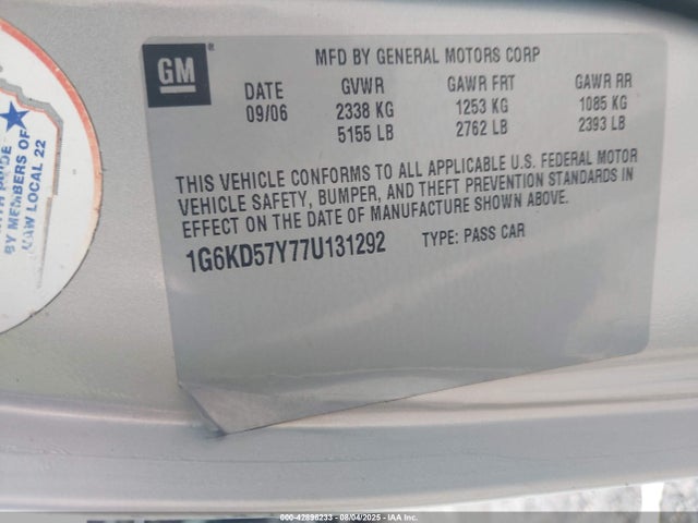 2007 CADILLAC DTS 1G6KD57Y77U131292 Photo 8