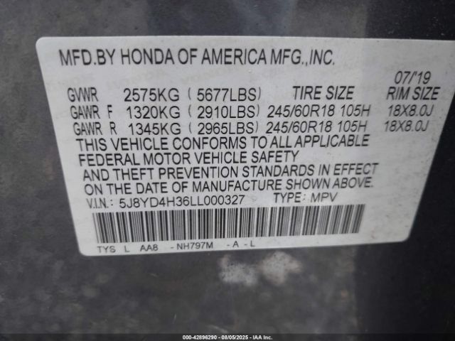 2020 ACURA MDX 5J8YD4H36LL000327 Photo 8