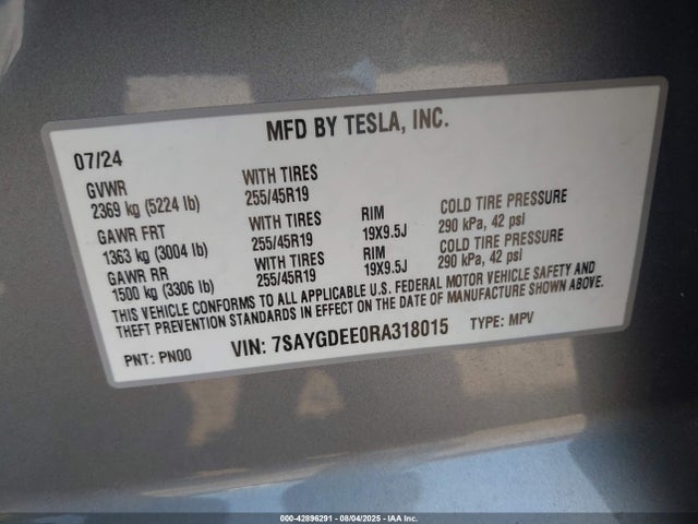 7SAYGDEE0RA318015 Tesla 2024