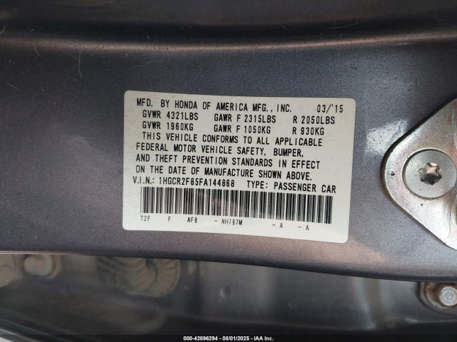 Honda k24w1 2015 1HGCR2F85FA144868 Image 9