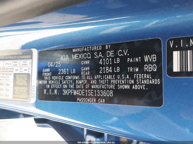 KIA mpi nu pe 2025 3KPFW4DE1SE133608 Image 9