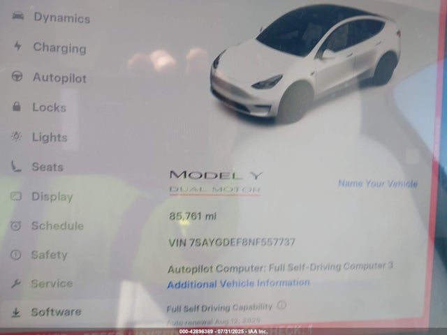 2022 TESLA MODEL Y 7SAYGDEF8NF557737 Photo 6