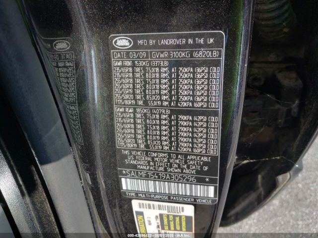 2009 LAND ROVER RANGE ROVER SALMF15419A305296 Photo 8
