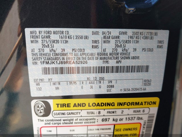 1FMJK1J89REA52926 Ford gtdi-standard