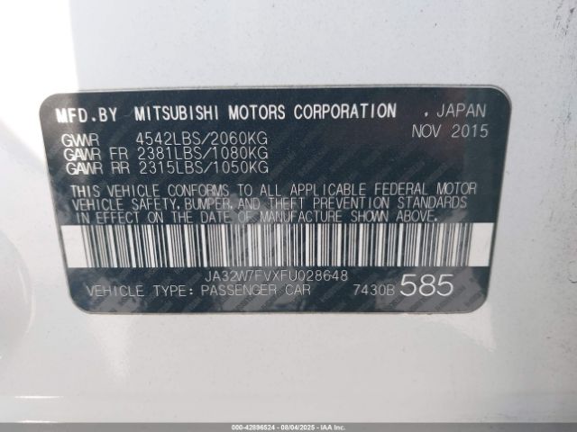2015 MITSUBISHI LANCER EVOLUTION JA32W7FVXFU028648 Photo 8