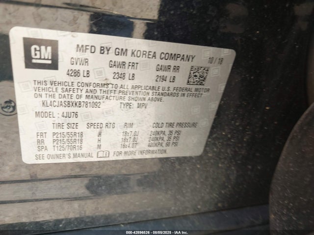 Buick luv: mfi, variable valve timing, alum, e85 max 2019 KL4CJASBXKB781092 Image 9