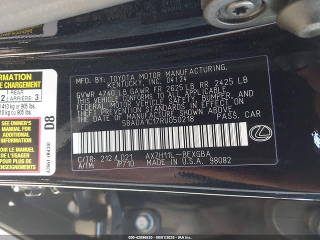 Lexus a25a-fxs, 3nm 2024 58ADA1C17RU050218 Image 9