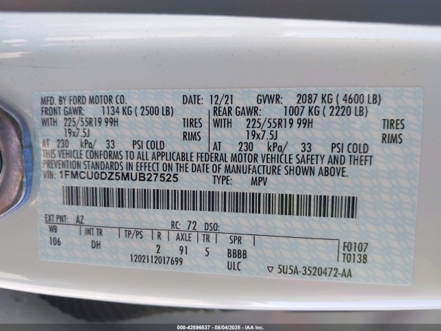 Ford hev/phev 2021 1FMCU0DZ5MUB27525 Image 9