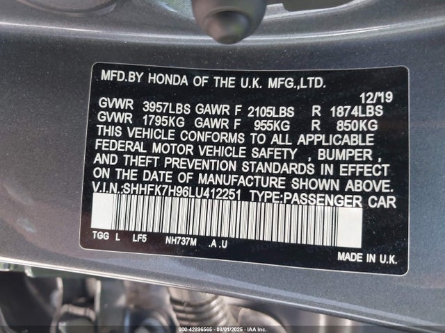 Honda l15ba 2020 SHHFK7H96LU412251 Image 9