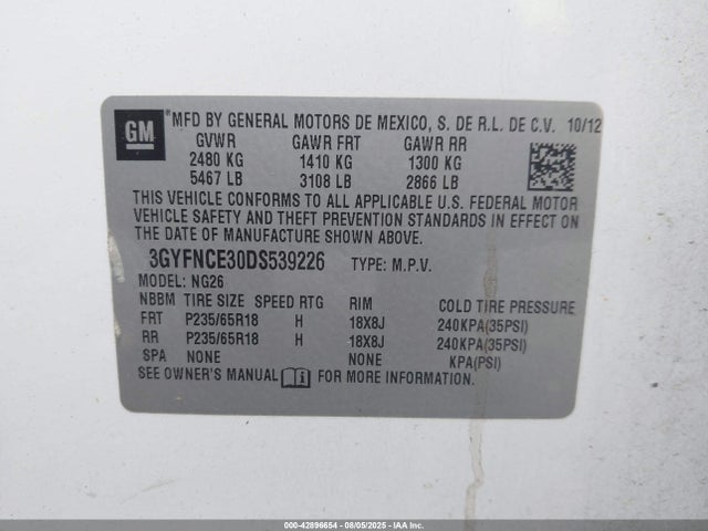 2013 CADILLAC SRX 3GYFNCE30DS539226 Photo 8