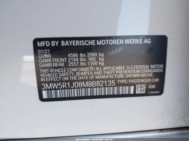 3MW5R1J08M8B82135 BMW 2021