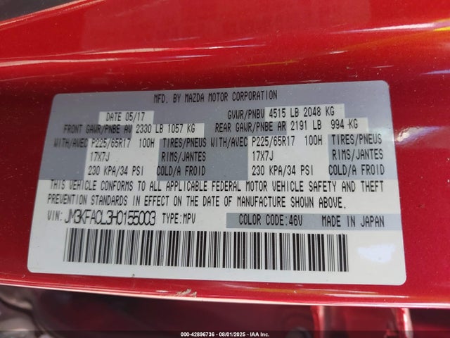 Mazda py 2017 JM3KFACL3H0155003 Image 9