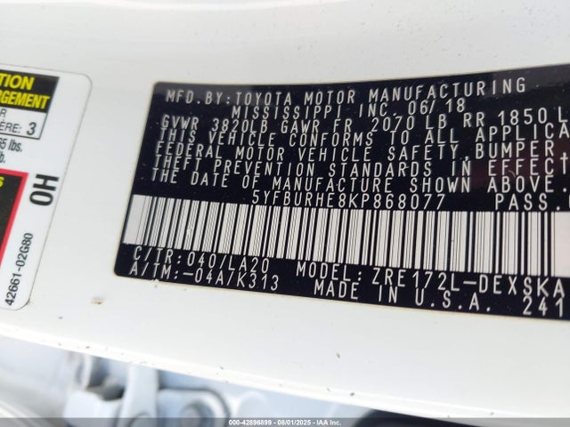 Toyota 2zr-fe 2019 5YFBURHE8KP868077 Image 9