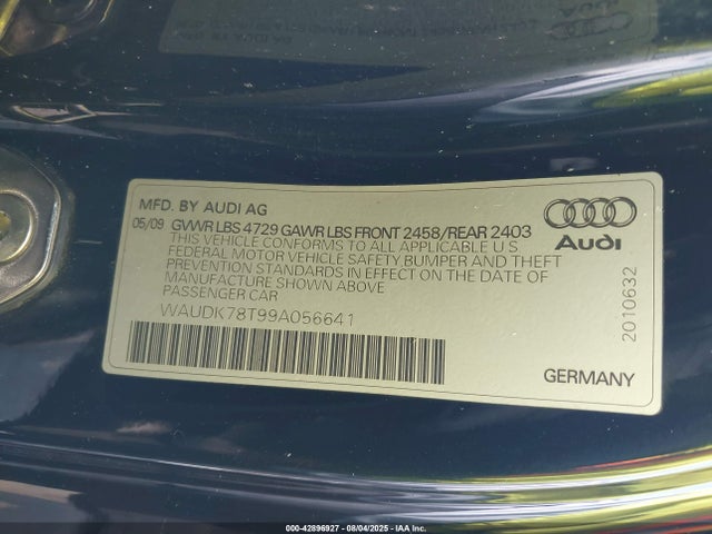 2009 AUDI A5 WAUDK78T99A056641 Photo 8
