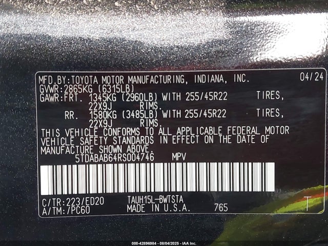 5TDABAB64RS004746 Lexus t24a-fts