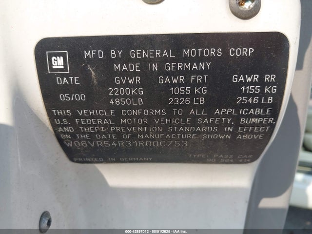 2001 CADILLAC CATERA W06VR54R31R000753 Photo 8