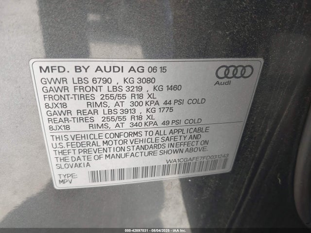 2015 AUDI Q7 WA1CGAFE7FD031243 Photo 8