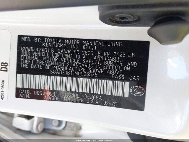 58ADZ1B11MU095576 Lexus 2gr-fks