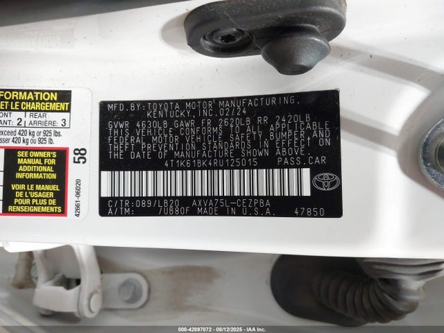 4T1K61BK4RU125015 Toyota a25a-fks