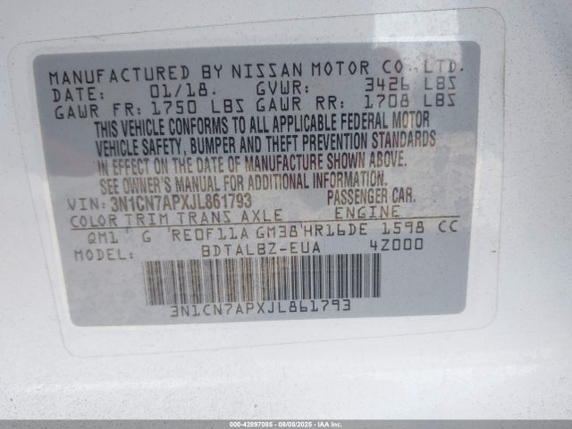 3N1CN7APXJL861793 Nissan 2018