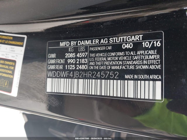 Mercedes-Benz 2017 2017 WDDWF4JB2HR245752 Image 9
