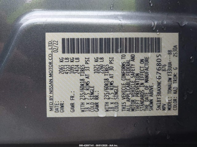 Nissan 2022 2022 5N1BT3BAXNC676805 Image 9