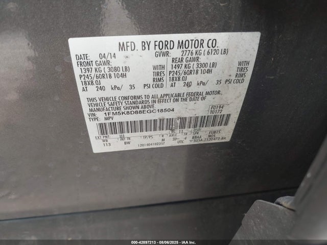 1FM5K8D88EGC18504 Ford 2014