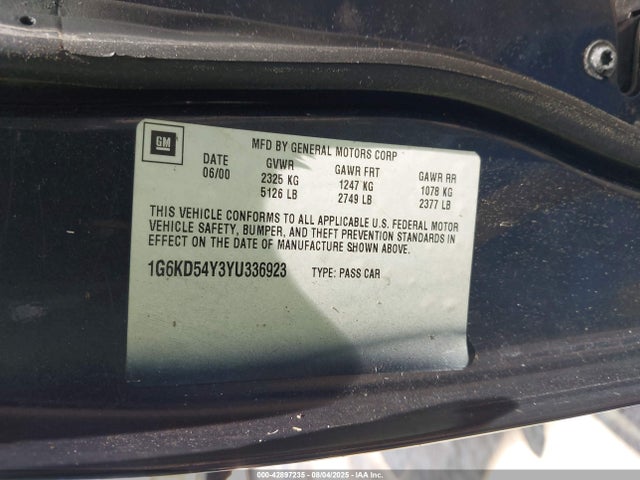 2000 CADILLAC DEVILLE 1G6KD54Y3YU336923 Photo 8