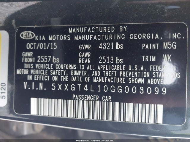 5XXGT4L10GG003099 KIA t-gdi gamma