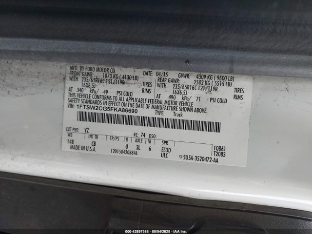 Ford 2015 2015 1FTSW2CG5FKA86690 Image 9