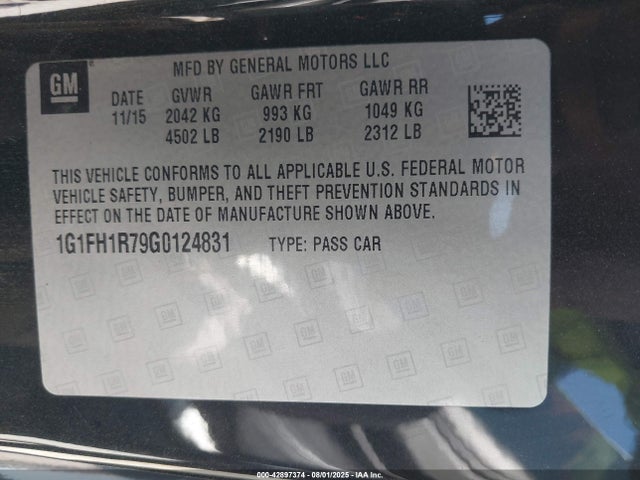 1G1FH1R79G0124831 Chevrolet lt1 - di, afm, vvt, ho, alum, gmna