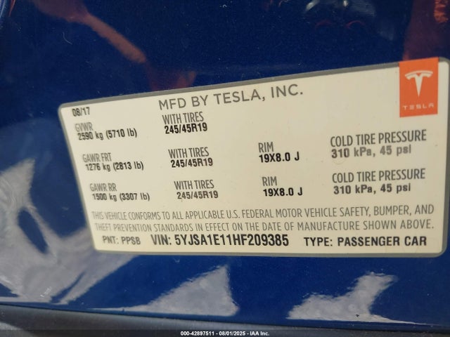 Tesla 2017 2017 5YJSA1E11HF209385 Image 9