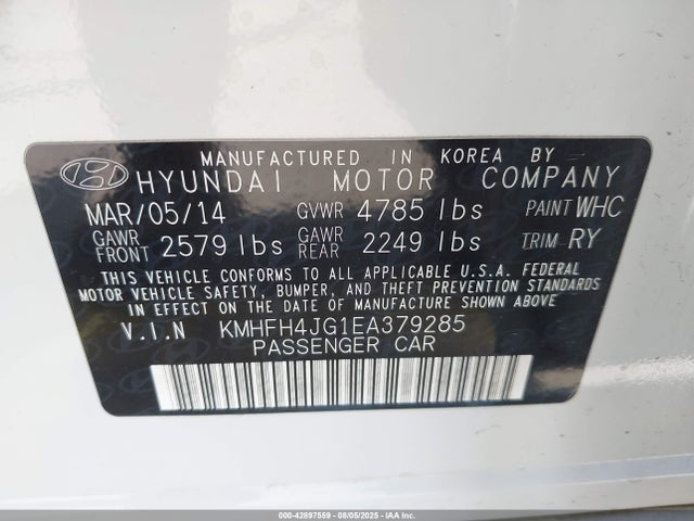 KMHFH4JG1EA379285 Hyundai gdi lambda -ii