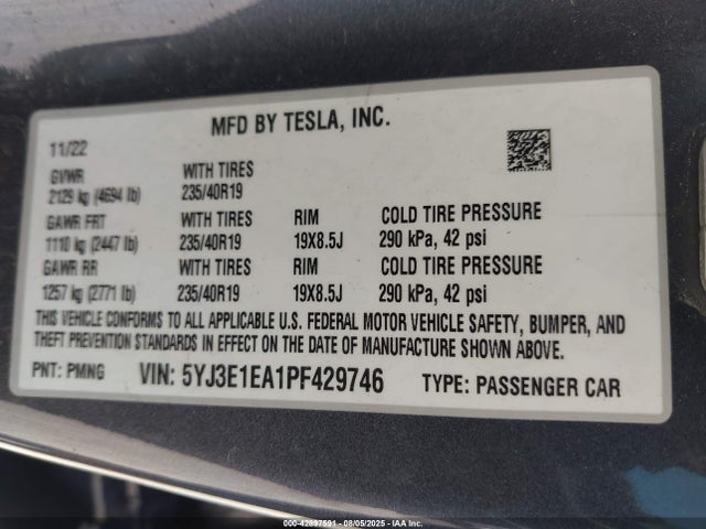 Tesla MODEL 3 2023 5YJ3E1EA1PF429746 Image 9
