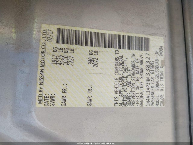 1N4AL3AP3HN338327 Nissan Altima
